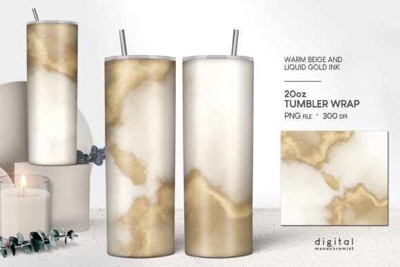 Download Tumbler Wrap Beige Liquid Gold Ink PNG - Premium Resources